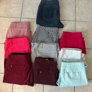 Chic Women's Straight Leg Pants - Pink, Red, Blue